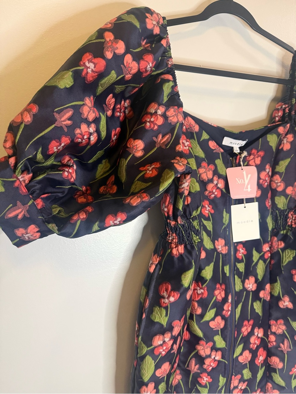 NWT Moodie Floral Puff Sleeve Mini Dress – Size Large | Boutique Style
